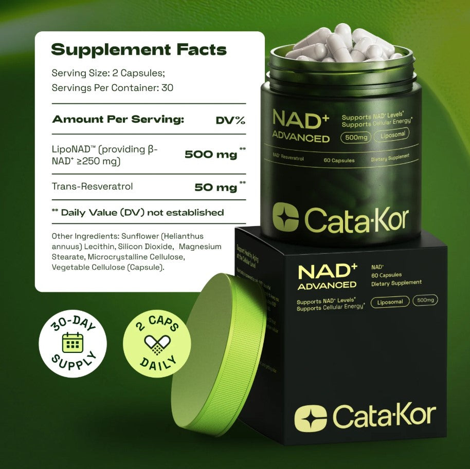 CATA-KOR NAD+ ADVANCED - NAD SUPPLEMENT WITH RESVERATROL